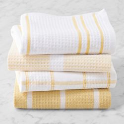Williams Sonoma Super Absorbent Waffle Weave Towels, Set of 4, Lemon Yellow