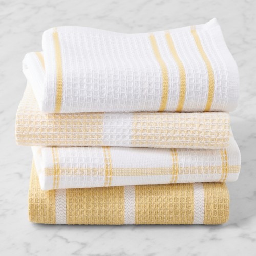 Williams Sonoma Super Absorbent Waffle Weave Towels, Set of 4, Lemon Yellow