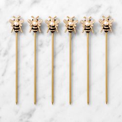 Jeweled Bee Cocktails Picks, Set of 6