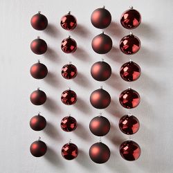 Balsam Hill Essentials Classic Ornaments, Set of 24, Burgundy