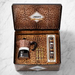 Bialetti Moka Dolce &amp; Gabbana 3-Cup + 3 Espresso Cups &amp; Stirrers Gift Set, Leopardo