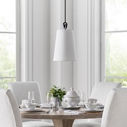Chain Link Pendant Light, Black Linen