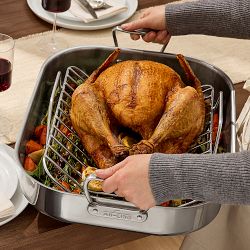 All-Clad Stainless-Steel Roasting Pan with Rack, 18.75" x 14.75"