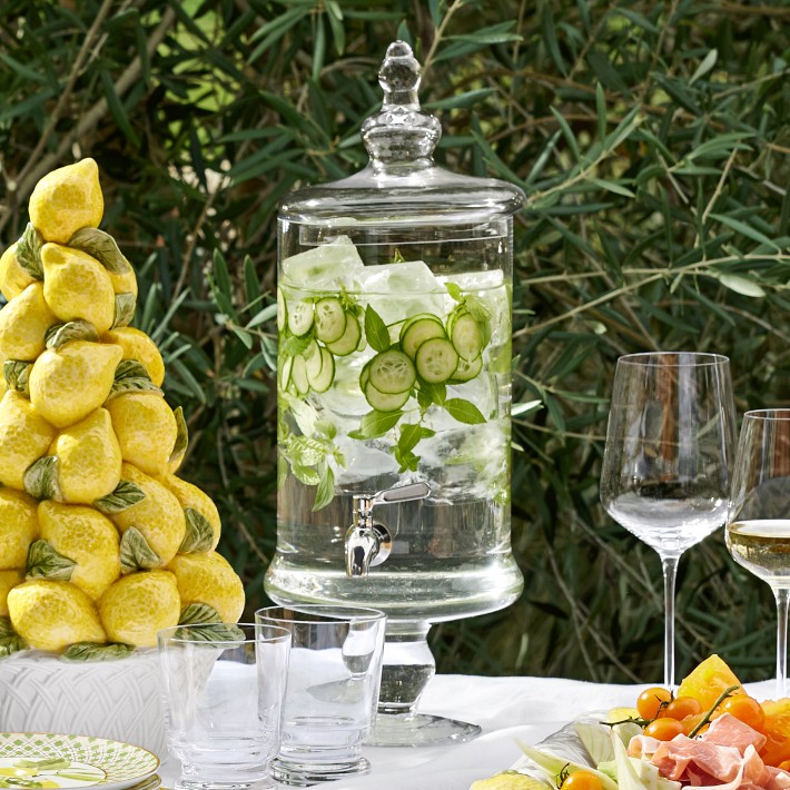 Glass Footed Beverage Dispenser, Clear