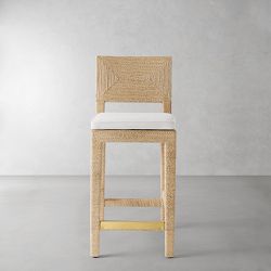 Point Reyes Counter Stool Cushion, Sunbrella Performance Canvas, Canvas