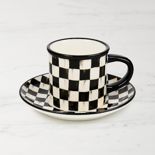 MacKenzie-Childs Courtly Check Espresso Cup & Saucers, Set of 2 Simolary simolary.com