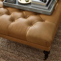 Fairfax Square Ottoman, Turned Leg with Tufted Top (26"-42")
