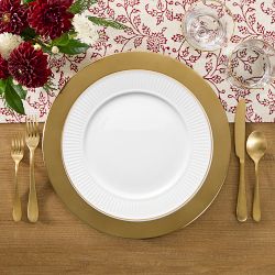 Pillivuyt Plisse Gold Porcelain Dinner Plates
