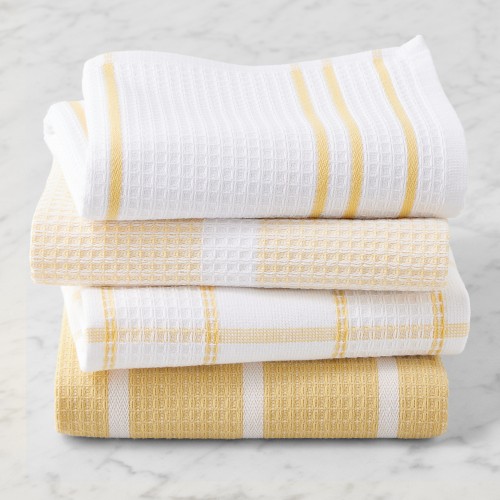 Williams Sonoma Super Absorbent Waffle Weave Towels, Set of 4, Lemon Yellow