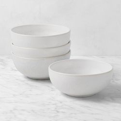 Cyprus Reactive Glaze Cereal Bowls, Set of 4, White