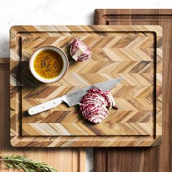 Williams Sonoma Herringbone Cutting &amp; Carving Board, Teak