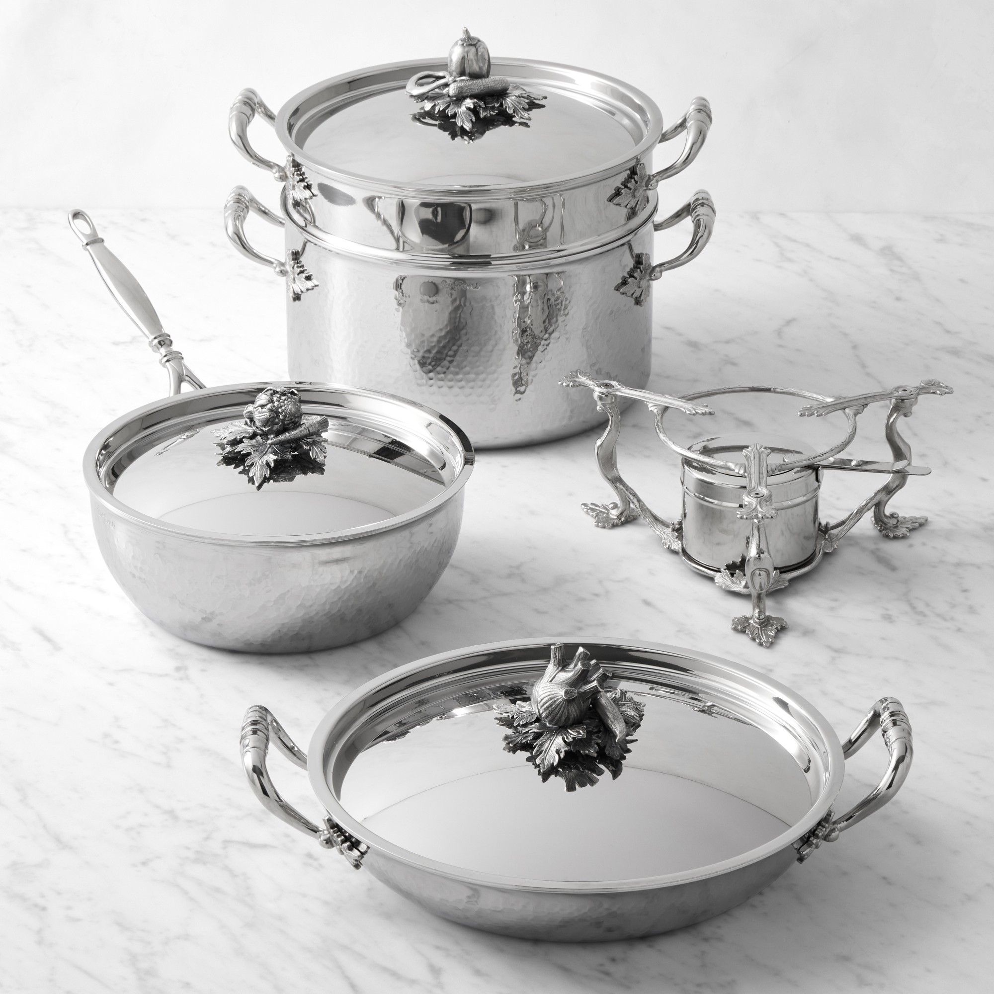 Ruffoni Opus Prima Hammered Stainless-Steel 8-Piece Cookware Set Sansujyuku sansujyuku.com