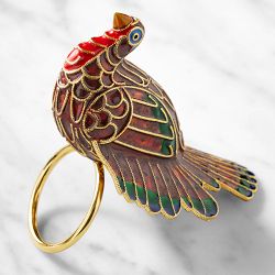 Cloisonné Turkey Napkin Rings, Set of 4
