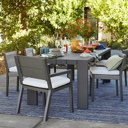 Larnaca Outdoor Slate Grey Metal Dining Table (94"-108")