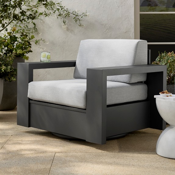 Larnaca Outdoor Slate Grey Swivel Chair | Williams Sonoma