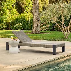 Larnaca Outdoor Slate Grey Metal Chaise | Williams Sonoma