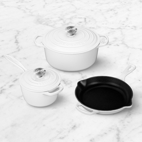 Le Creuset Signature Enameled Cast Iron 5-Piece Cookware Set, White