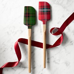 Red &amp; Green Tartan Spatulas, Set of 2