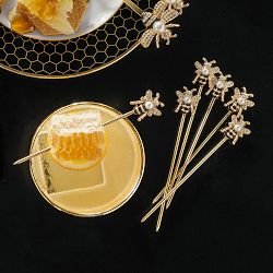 Jeweled Bee Cocktails Picks, Set of 6