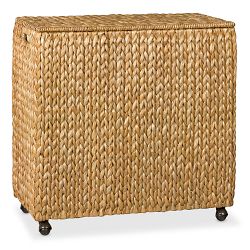 Nantucket Woven Seagrass Double Hamper on Wheels