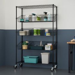 TRINITY® Home 5-Tier Wire Shelving Rack with Baskets &amp; Dividers
