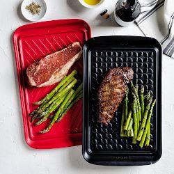 Grill Prep Trays, Set of 2, Large, Red & Black