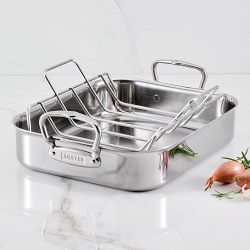 Hestan Provisions Polished Stainless-Steel Classic Roaster with Rack, 18" x 12.5"