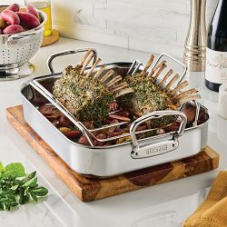 Hestan Provisions Polished Stainless-Steel Classic Roaster with Rack, 18" x 12.5"