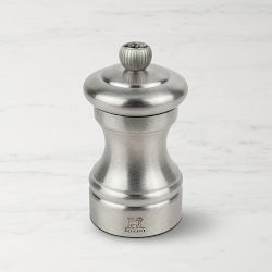 Peugeot Bistro Chef Brushed Stainless Steel Salt Mill, 4"