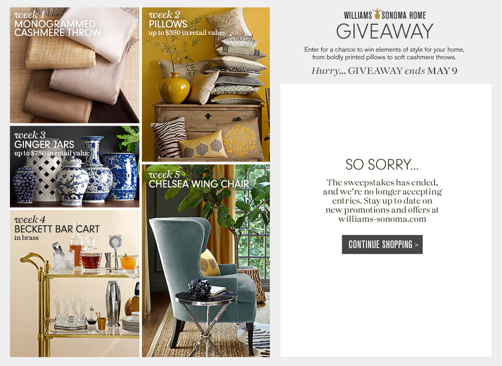 Williams-Sonoma Home Giveaway - Sweepstakes Ended