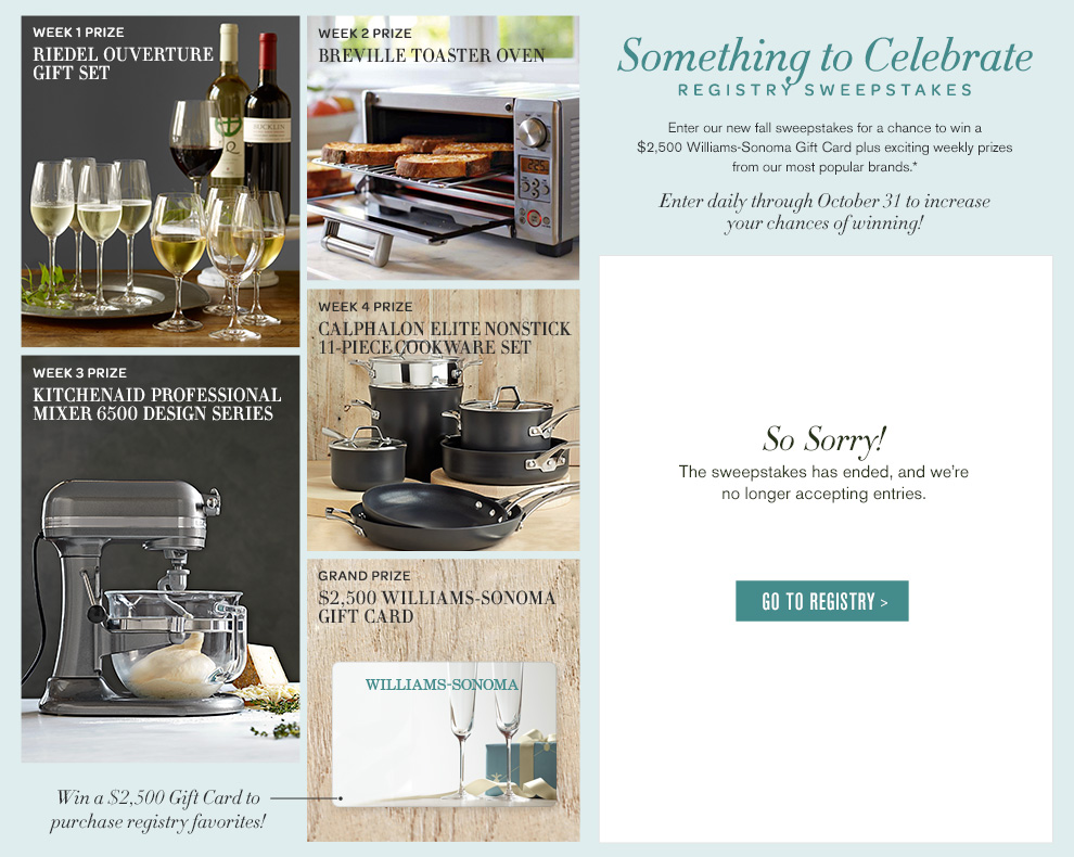 Something to Celebrate - Registry Sweepstakes - Sweepstakes Ended