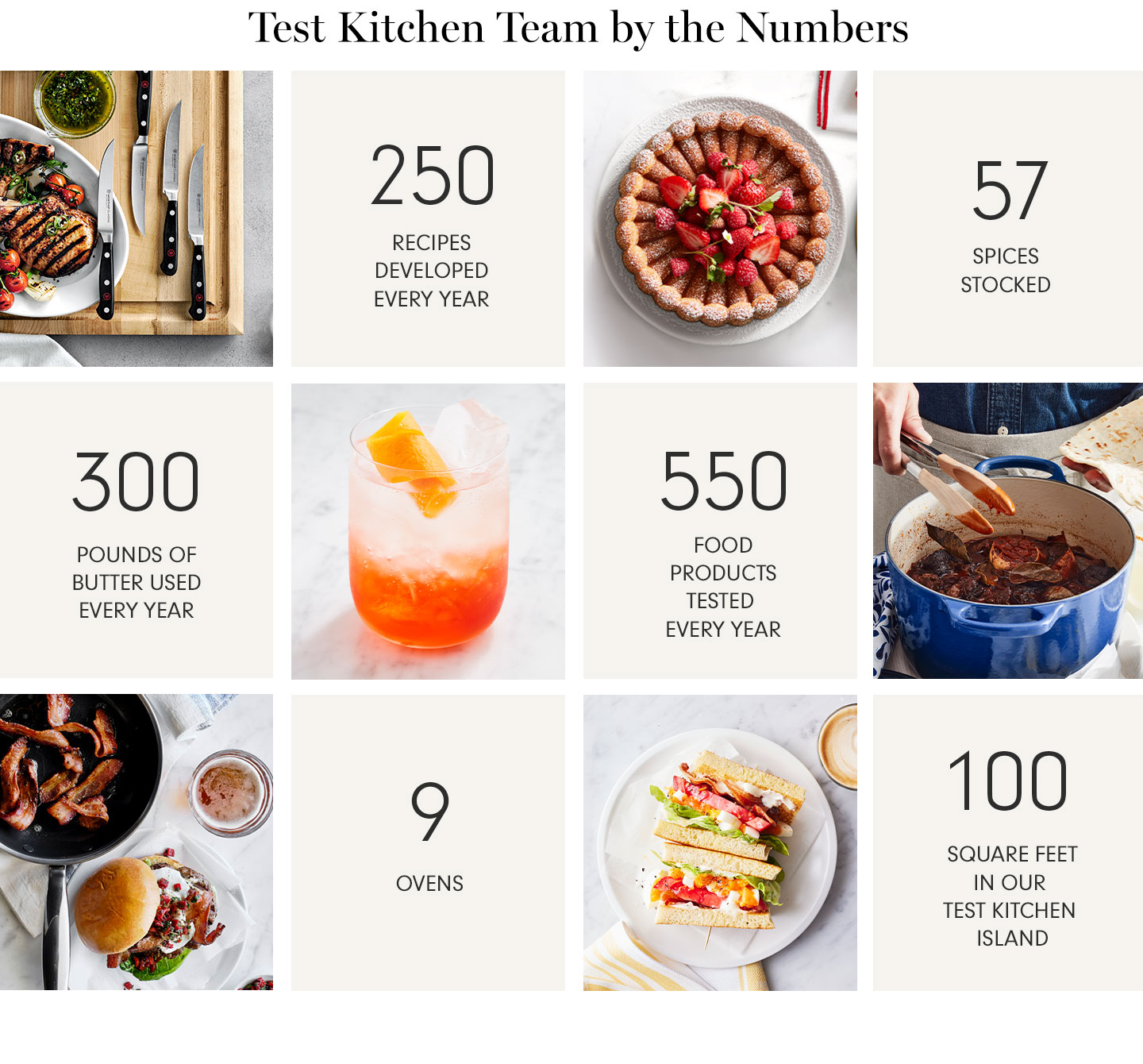 Test Kitchen Team by the Numbers