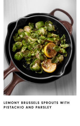 Lemony Brussels Sprouts with Pistachios and Parsley