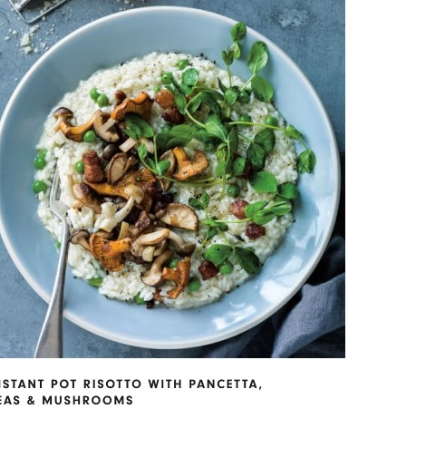 Instant Pot Risotto with Pancetta, Peas and Mushroom
