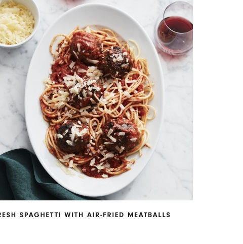 Fresh Spaghetti with Air-Fried Meatballs