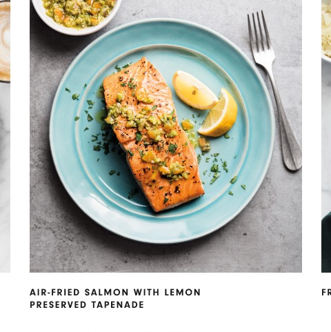 Air-Fried Salmon with Lemon Preserved Tapenade