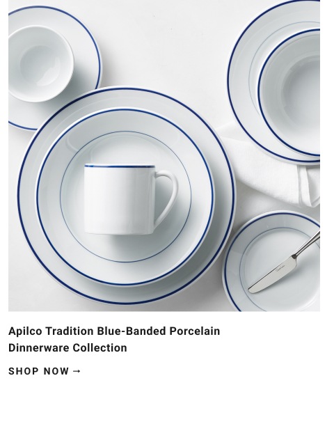 Apilco Tradition Blue-Banded Porcelain Dinnerware