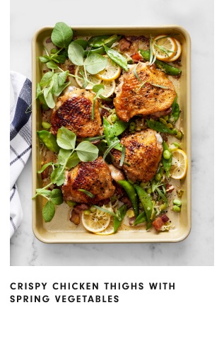 Crispy Chicken Thighs with Spring Vegetables