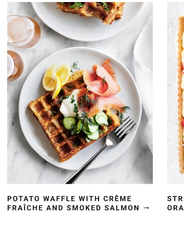 Potato Waffle with Crème Fraîche and Smoked Salmon