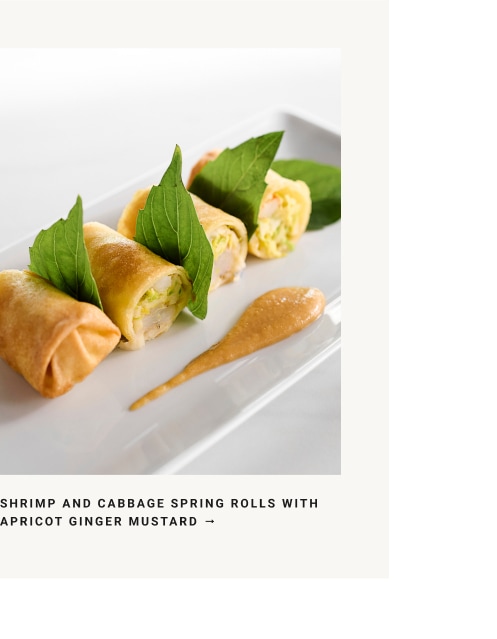 Shrimp and Cabbage Spring Rolls with Apricot Ginger Mustard