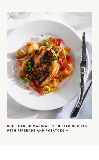 Chili Garlic Marinated Grilled Chicken with Piperade and Potatoes