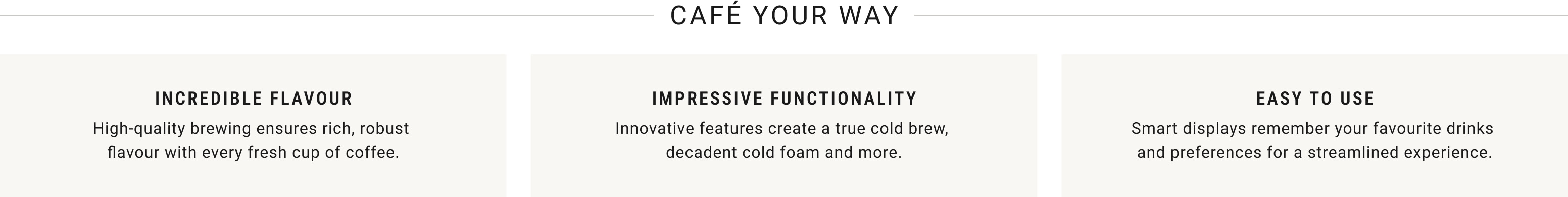 Caf&eacute; Your Way: Incredible Flavour, Impressive Functionality, Easy to Use