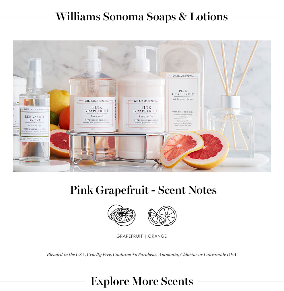 Williams Sonoma Pink Grapefruit Hand Soap & Lotion Deluxe 5Piece