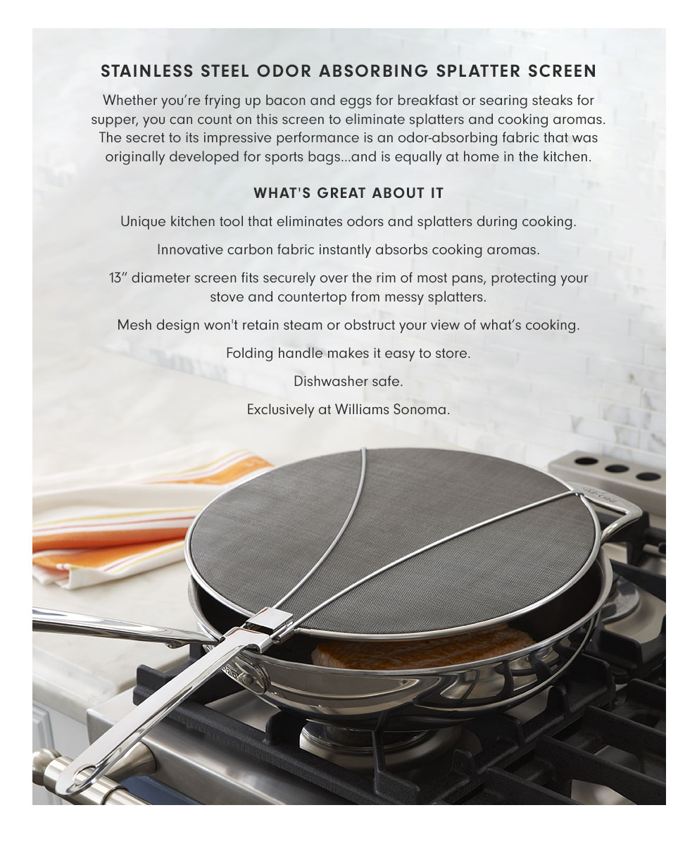 StainlessSteel Odor Absorbing Splatter Screen Williams Sonoma