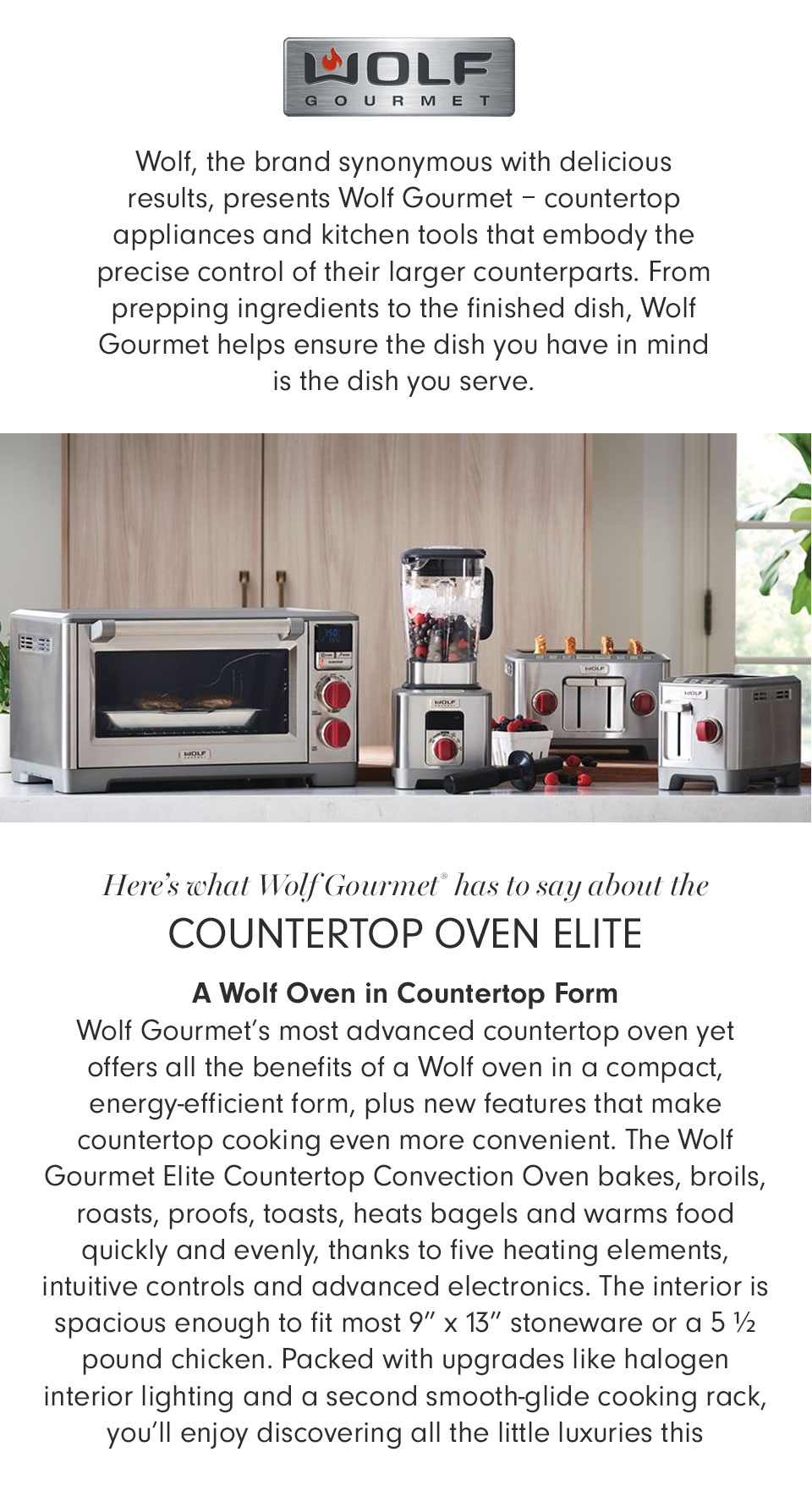 Wolf Gourmet Countertop Toaster Oven Elite Williams Sonoma