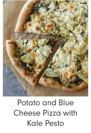 Potato and Blue Cheese Pizza with Kale Pesto