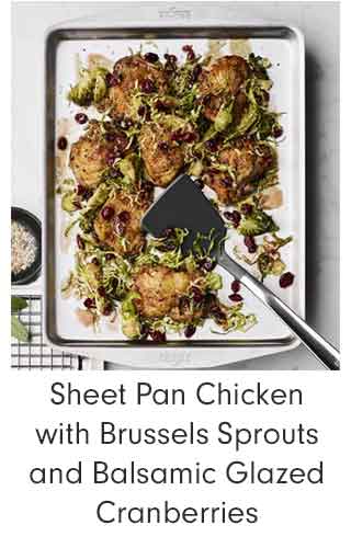 Sheet Pan Chicken with Brussels Sprouts and Balsamic Glazed Cranberries