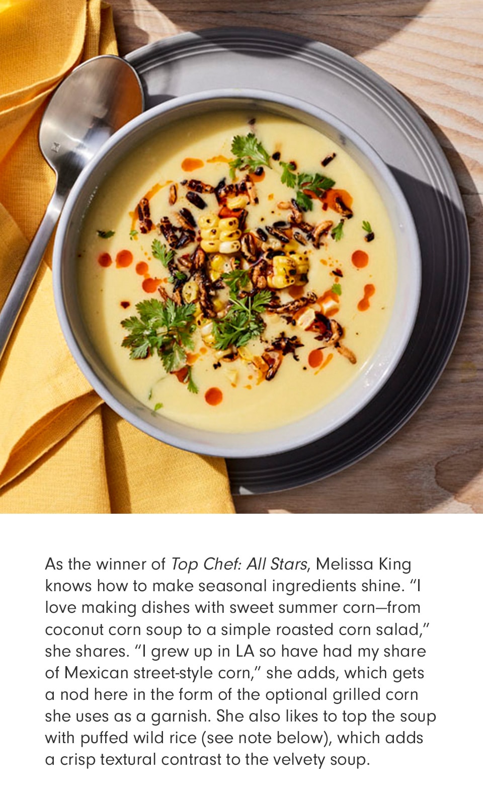 Melissa King's Coconut Corn Soup