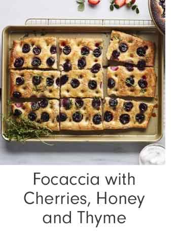 Focaccia with Cherries, Honey and Thyme