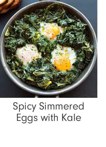Spicy Simmered Eggs with Kale